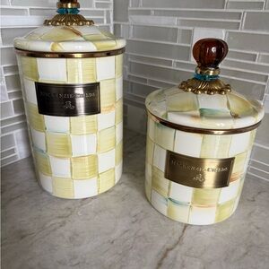 MacKenzie-Childs Yellow and Cream Checkered Canisters